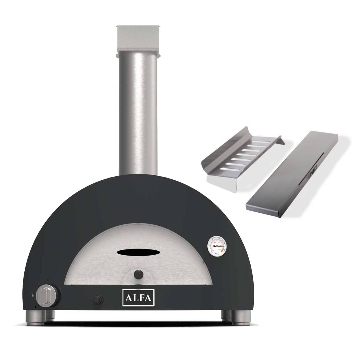 Alfa Moderno Gasofen 1 Pizza Holz Set  - schiefer grau