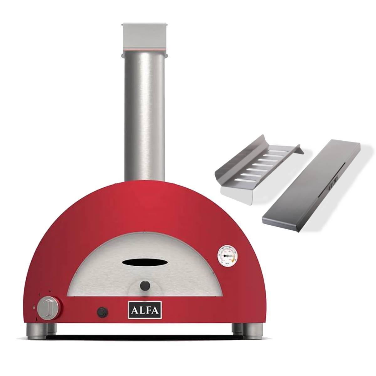 Alfa Moderno Gasofen 1 Pizza Holz Set - antik rot