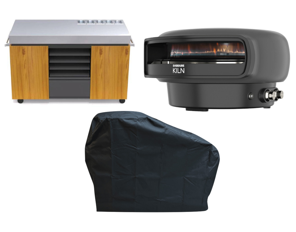 Everdure KILN Pizzaofen 2 Brenner rotierend Graphite mit Pizza Station und Abdeckhaube