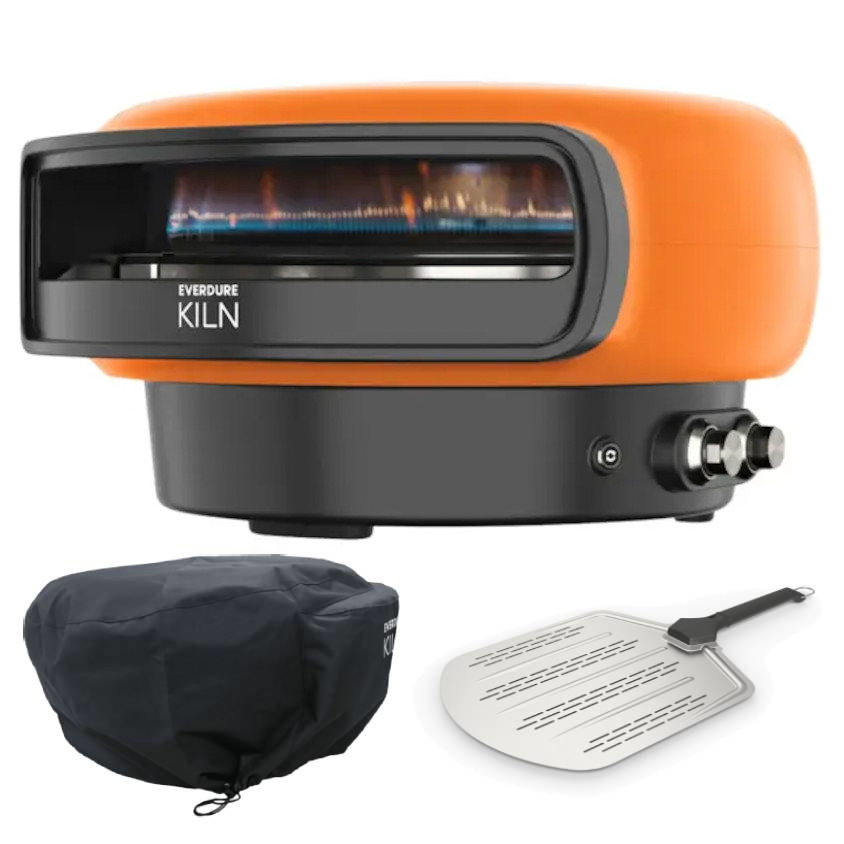 Everdure KILN Pizzaofen 2 Brenner rotierend terracotta mit Abdeckhaube und Heber