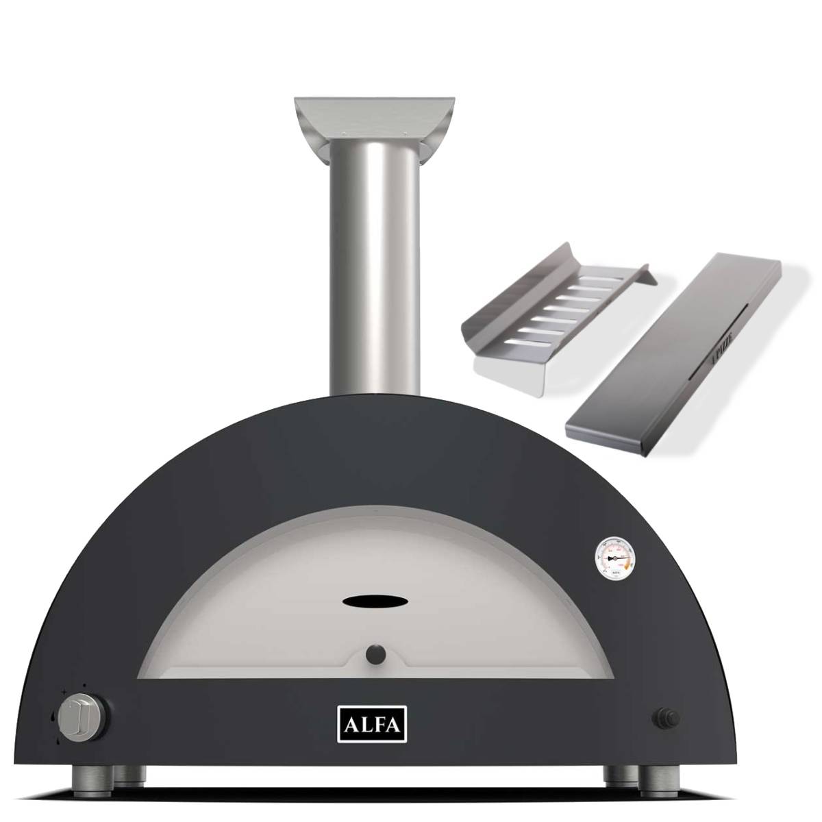 Alfa Moderno Gasofen 3 Pizze Holz Set - schiefer grau