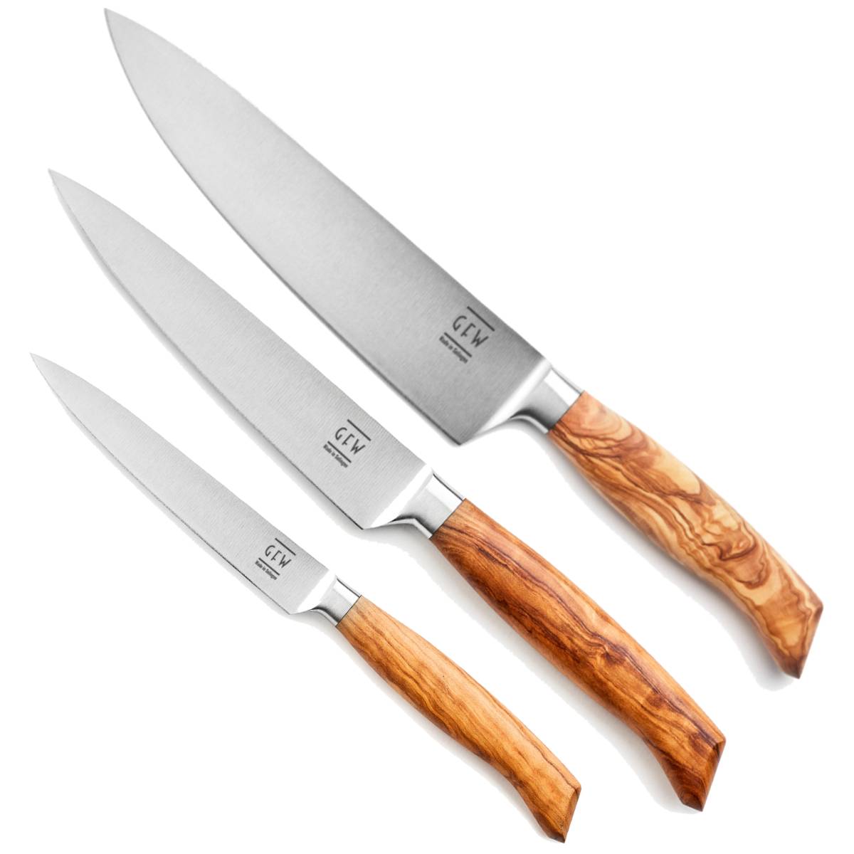 GFW Olive Set 3-teilig - inkl. Kochmesser, Universalmesser und Allzweckmesser